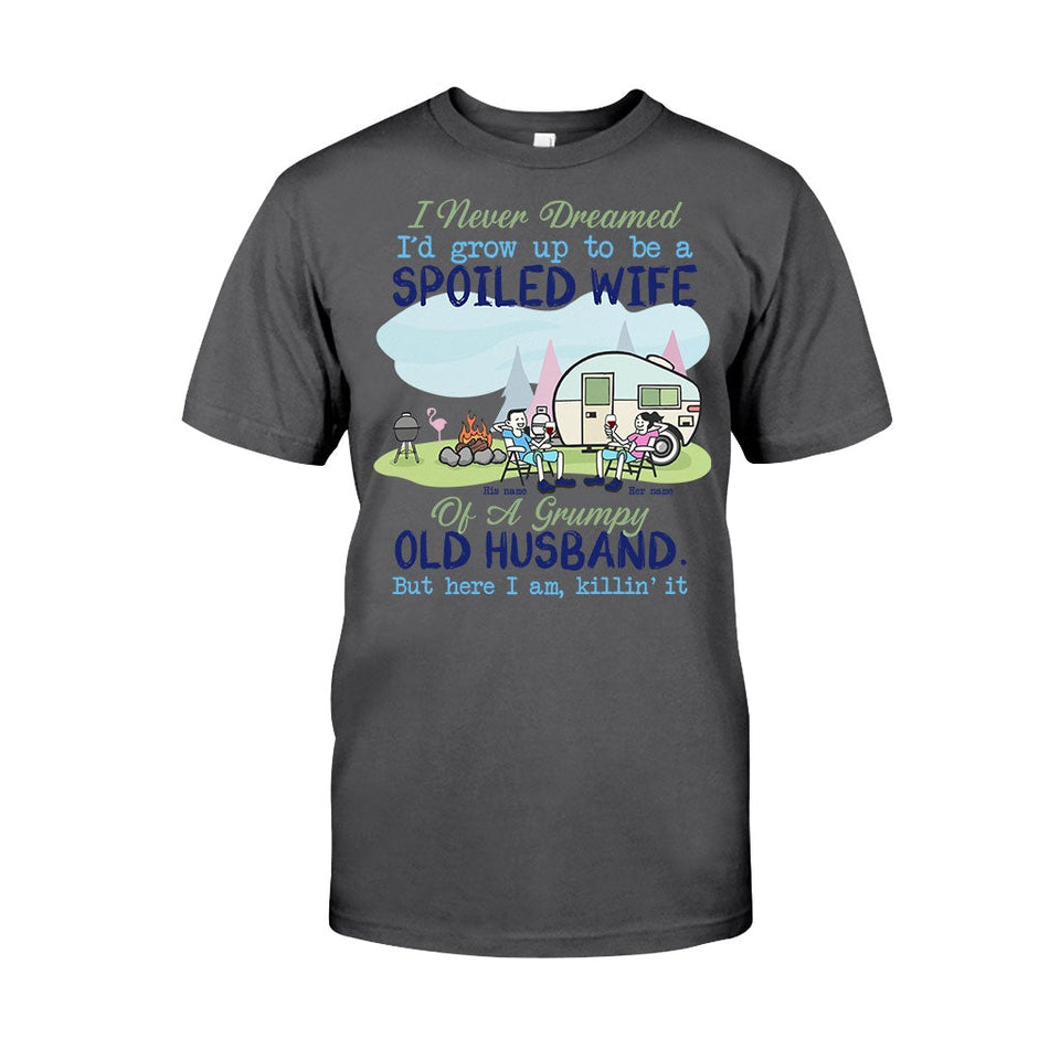 Spoiled Wife Camping Couple - Personalized T-shirt and Hoodie