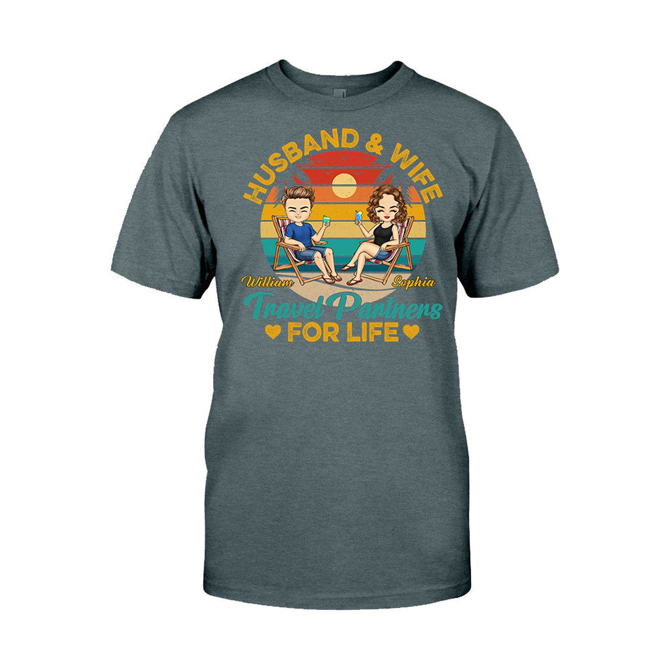 Husband And Wife Travel Partners - Personalized Couple T-shirt and Hoodie