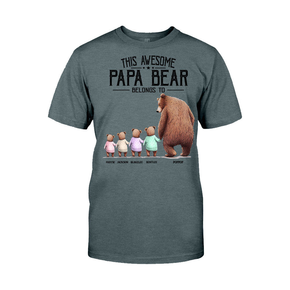 This Papa Bear Belongs To - Personalized Grandpa T-shirt and Hoodie