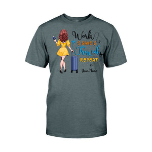 Work Save Travel Repeat - Personalized Travelling T-shirt and Hoodie