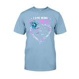 I Love Being Grandma Sunflower - Personalized Mother's Day Grandma T-shirt and Hoodie
