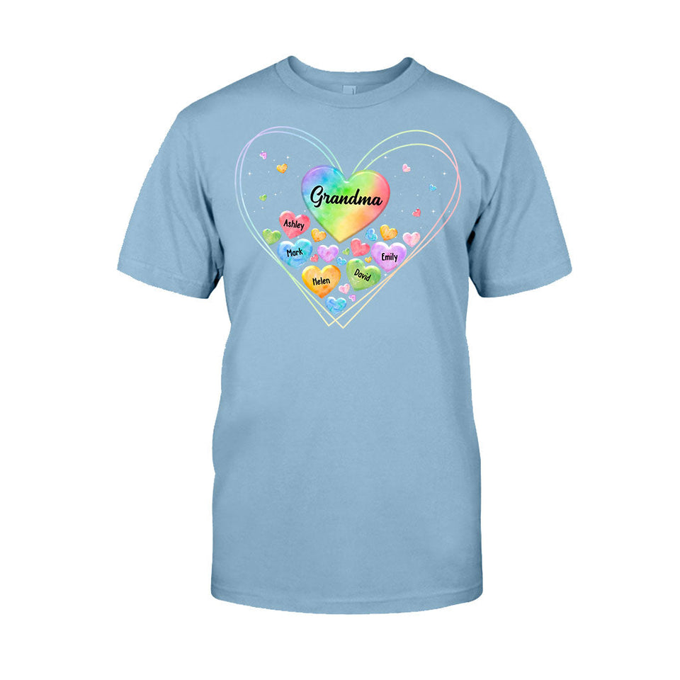 Colorful Heart Of Grandma Mother - Gift for grandma, grandma, mom - Personalized T-shirt And Hoodie