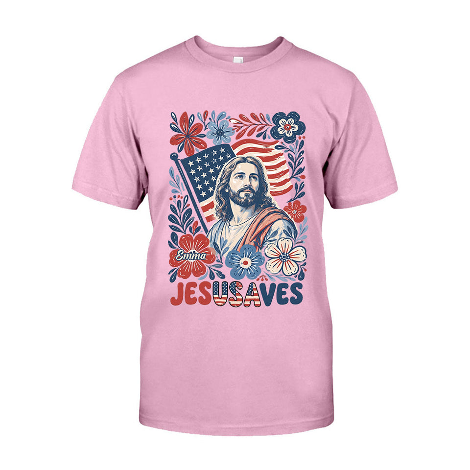Jesusaves Floral 4th Of July - Personalized Christian T-shirt And Hoodie