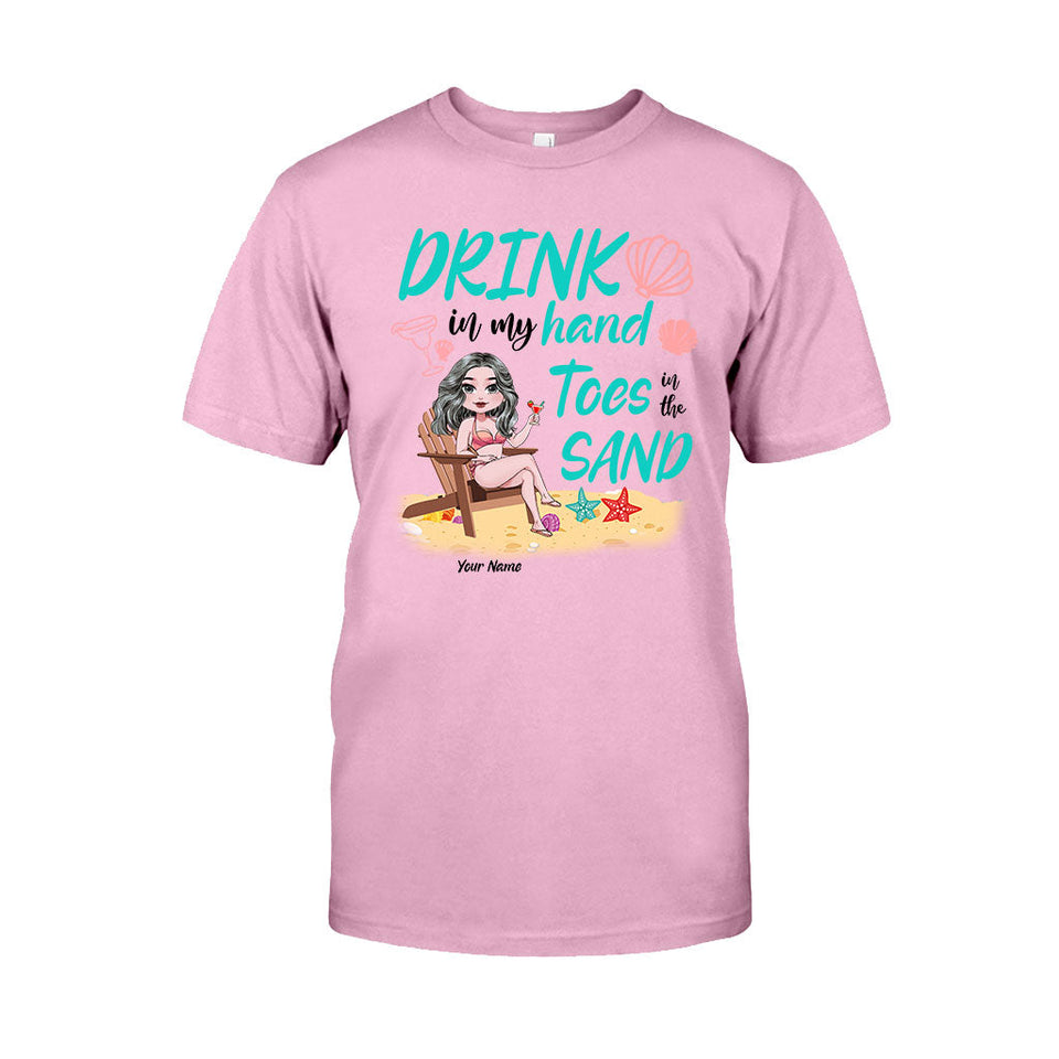 Drink In My Hand Toes In The Sand - Personalized Sea Lover T-shirt and Hoodie