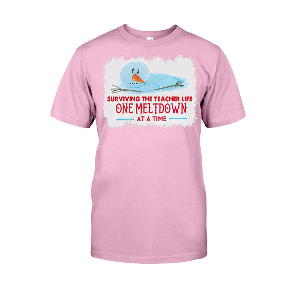 One Meltdown A Time - Personalized Teacher T-shirt and Hoodie