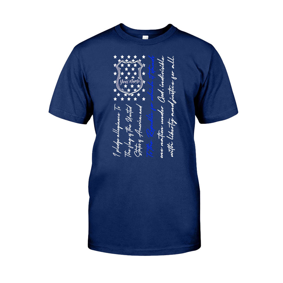 Police Badge Pledge Of Allegiance - Personalized Independence Day T-shirt and Hoodie