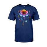 Blessed To Be Called Grandma Colorful Sunflower With Butterflies - Personalized Mother's Day T-shirt and Hoodie