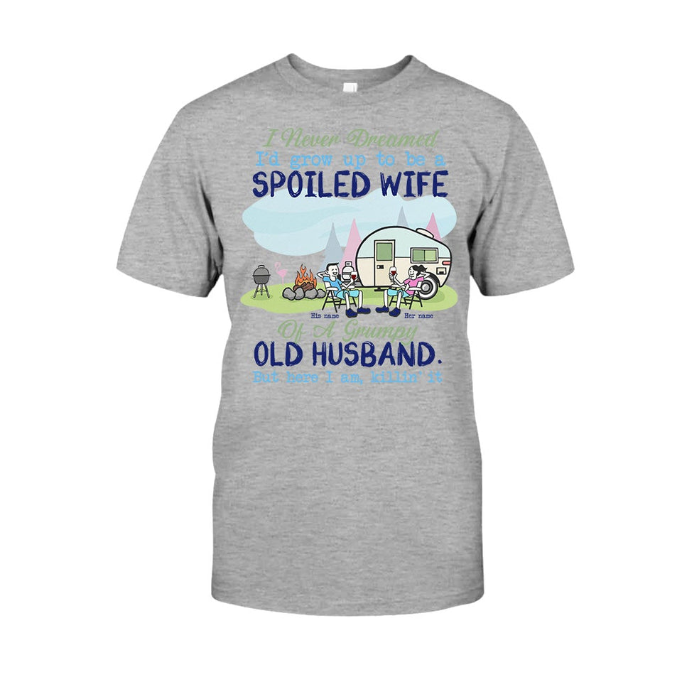 Spoiled Wife Camping Couple - Personalized T-shirt and Hoodie