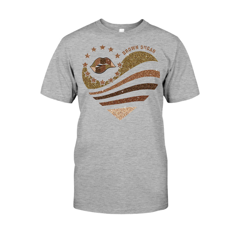 Brown Sugar - African American T-shirt and Hoodie With Faux Glitter Print 112021