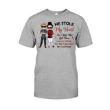He Stole My Heart I Stole His Last Name - Personalized Couple T-shirt and Hoodie