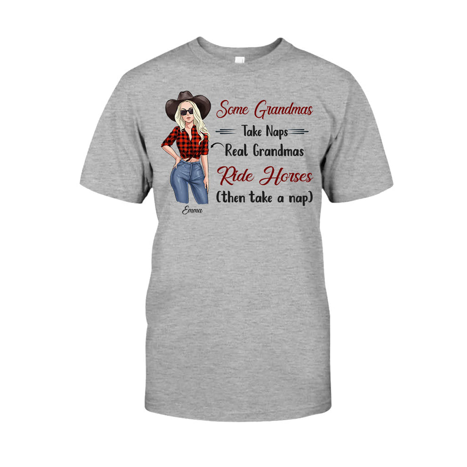 Real Grandmas Ride Horses - Personalized Mother's Day Grandma T-shirt and Hoodie