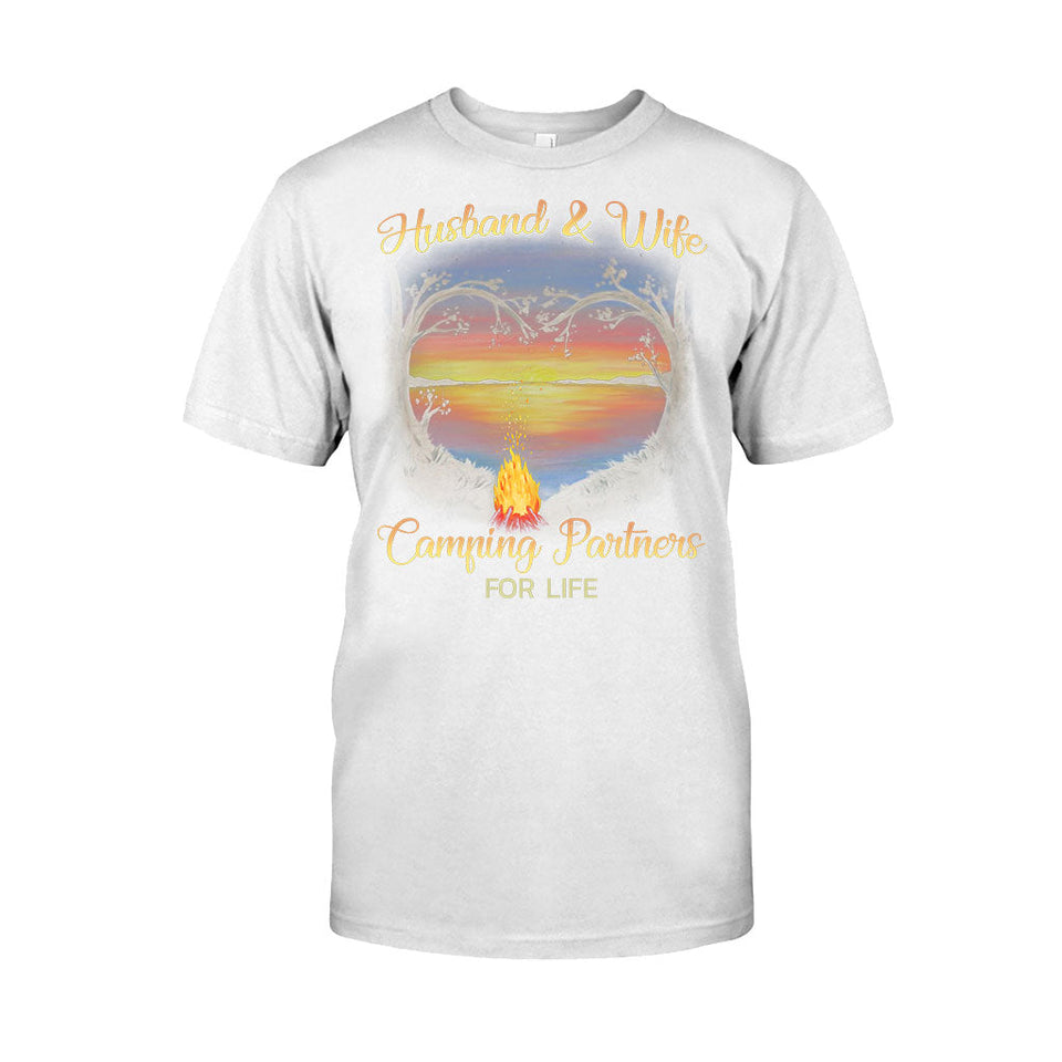 Husband And Wife Camping Partners For Life - T-shirt and Hoodie 1121