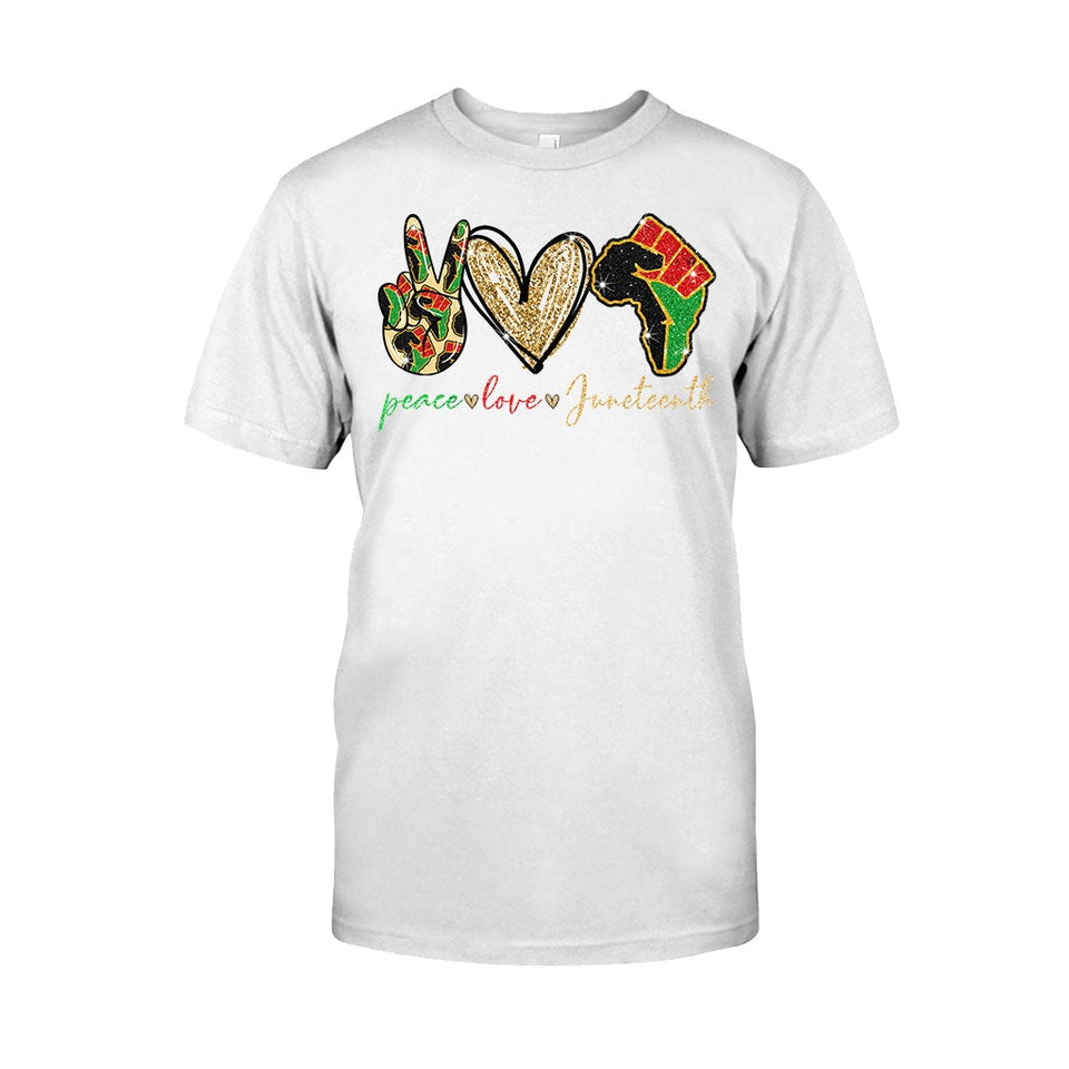 Juneteenth - African American T-shirt and Hoodie With Faux Glitter Print 1121