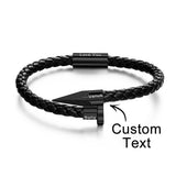 Any Name - Personalized Couple Engraved Leather Nail Bracelet
