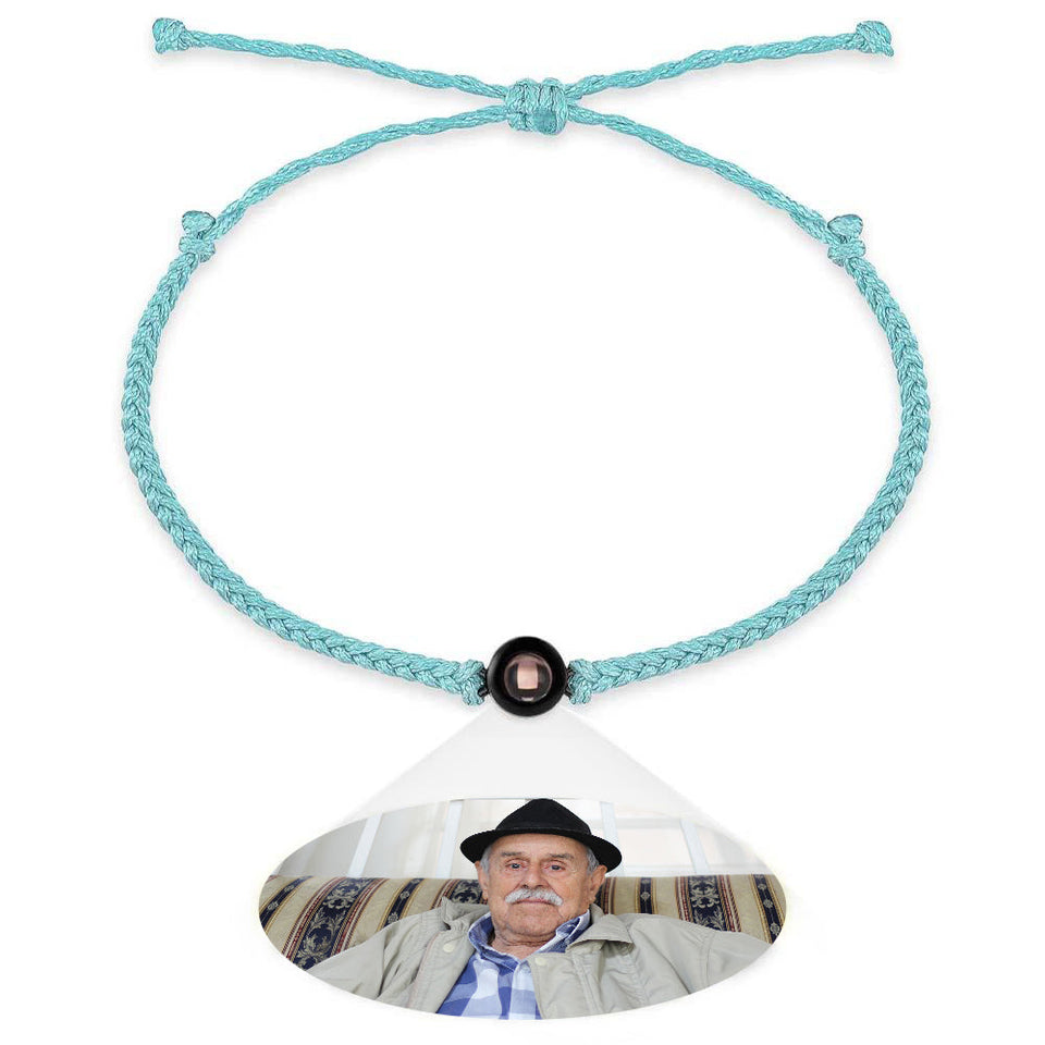 Personalized Braided Black Rope Photo Projection Charm