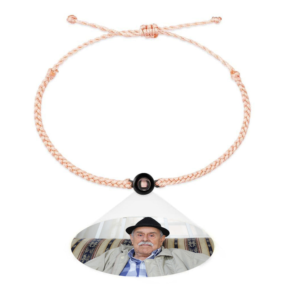 Personalized Braided Black Rope Photo Projection Charm