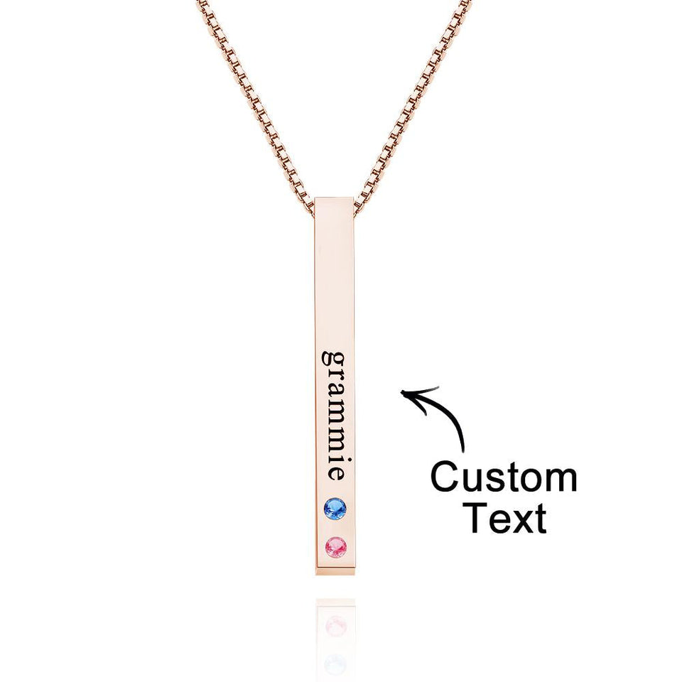 Custom Engraved Birthstone Charm - Personalized Engraved Birthstone Charm