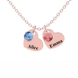 All Members - Personalized Family Heart Pendant Necklace with Birthstones