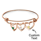 Any Names - Personalized Engraved Heart-Shaped Birthstone Bracelet