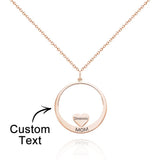 Custom Engraved Circle Hearts Necklace Charm - Personalized Necklace