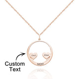 Custom Engraved Circle Hearts Necklace Charm - Personalized Necklace