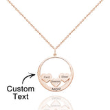 Custom Engraved Circle Hearts Necklace Charm - Personalized Necklace