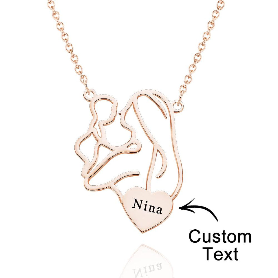 Mother's Love - Personalized Mother Engraved Mom Baby Necklace
