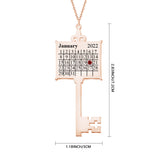 Key Calendar Charm - Personalized Key Birthday Calendar Necklace