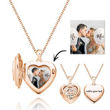 Personalized Photo Engraved Heart Locket Rose Charm