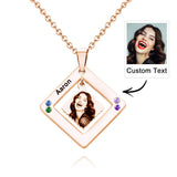 Any Phtos - Personalized Photo Engraved Necklace Square Multi-name