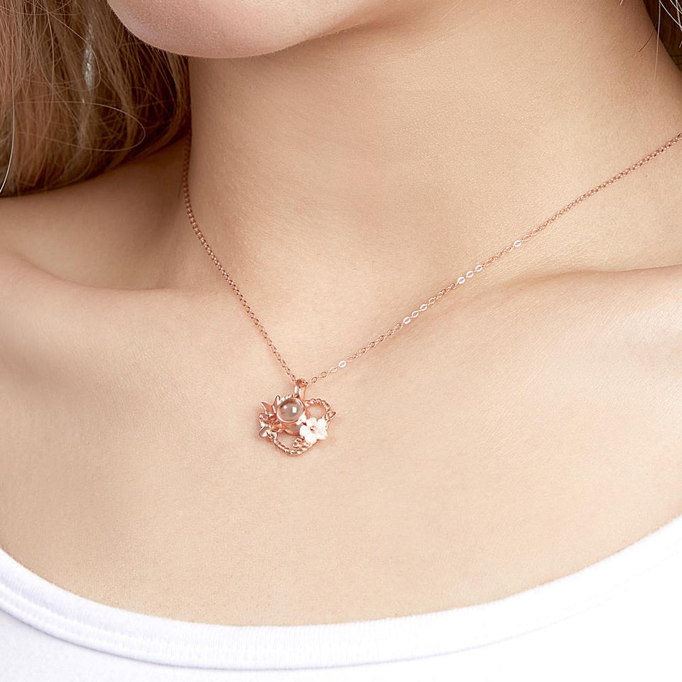 Heart-shaped Flowers Projection Charm - gift for who lost a loved one - Personalized Heart-shaped Flowers Projection Charm