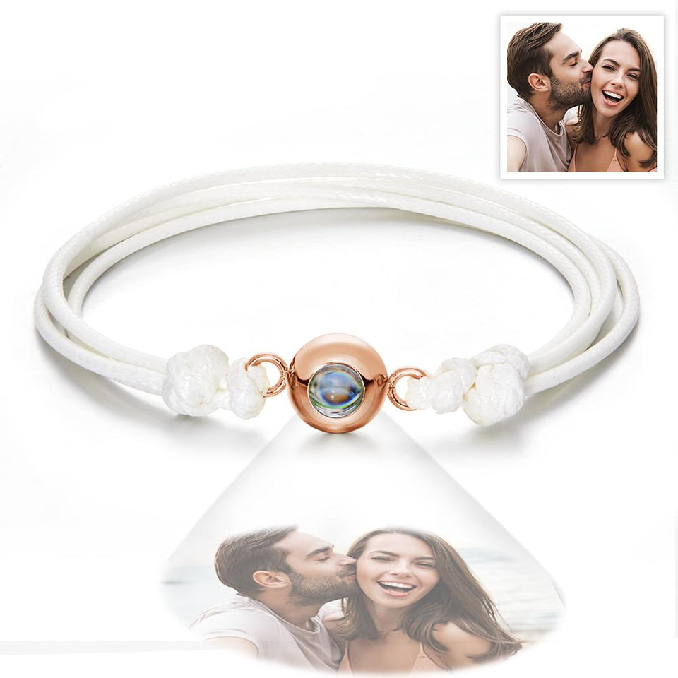 Weave Style Colorful Custom Projection Photo Charm - Personalized Projection Photo Bracelet