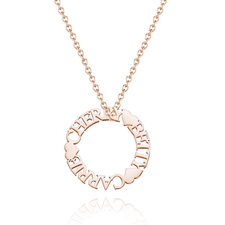 Custom Name Circle Charm - Personalized Name Circle Necklace