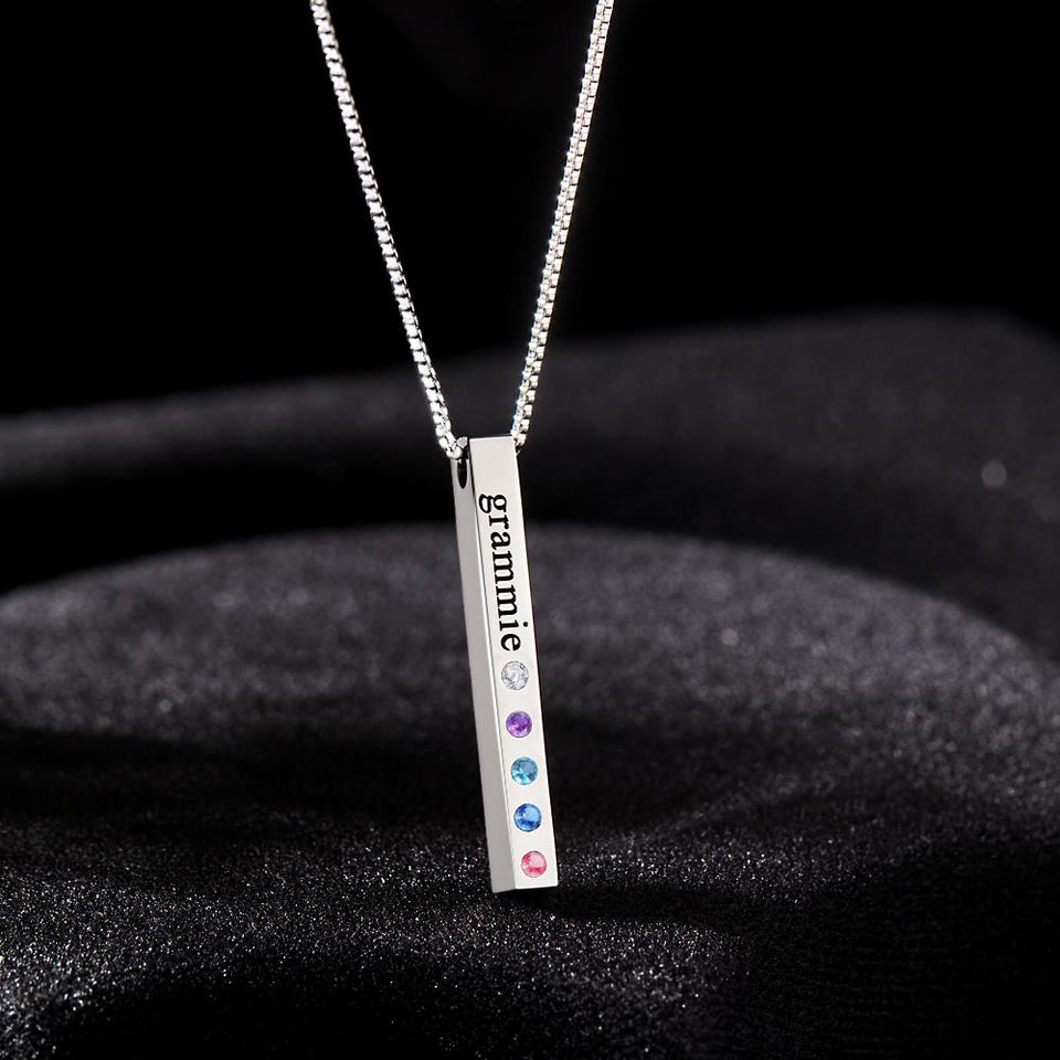 Custom Engraved Birthstone Charm - Personalized Engraved Birthstone Charm