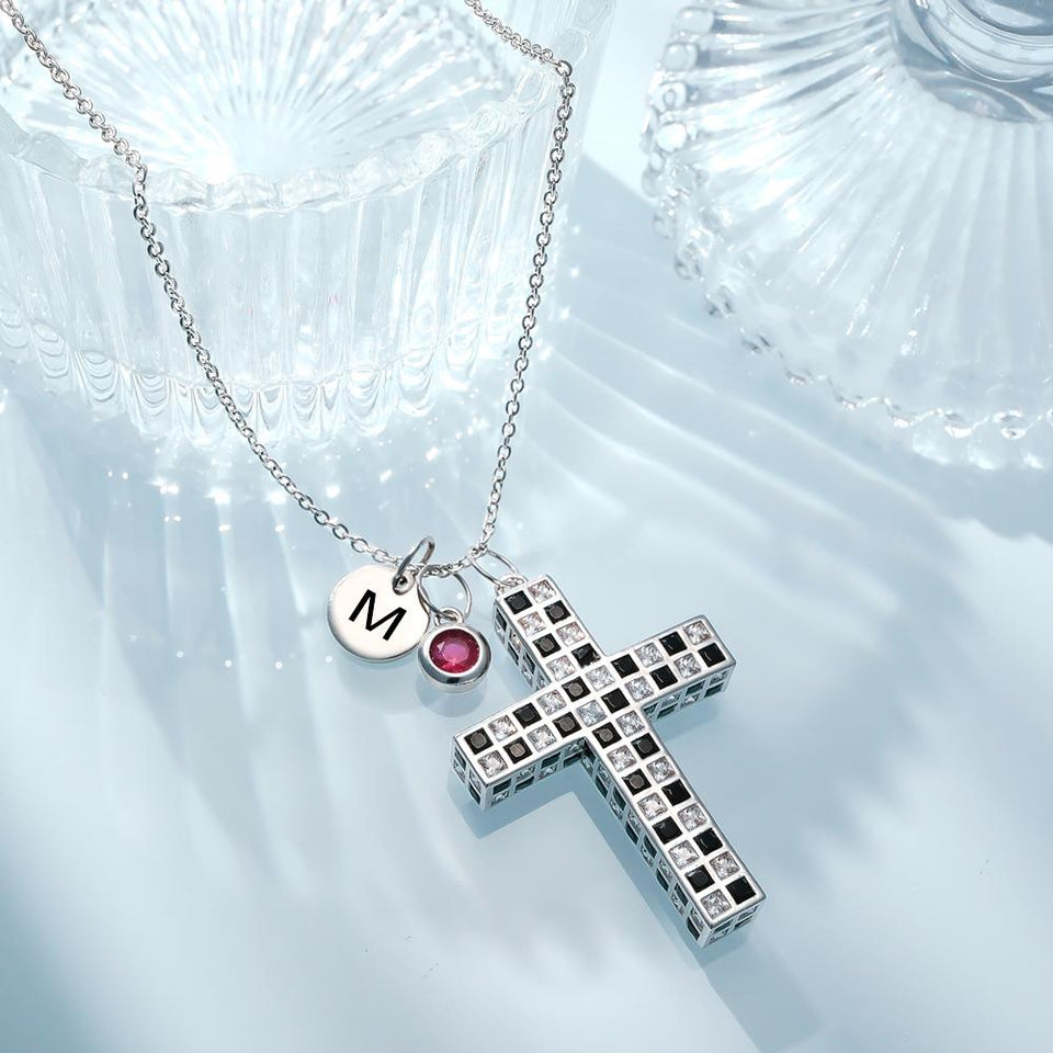 Love Live - Personalized Checkered Flag Birthstone Letter Necklace