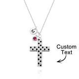 Love Live - Personalized Checkered Flag Birthstone Letter Necklace