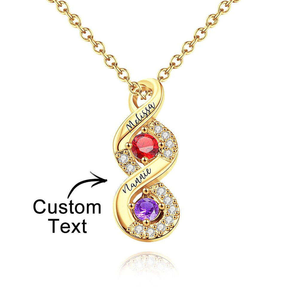 Personalized Engraved Birthstone Infinity Charm