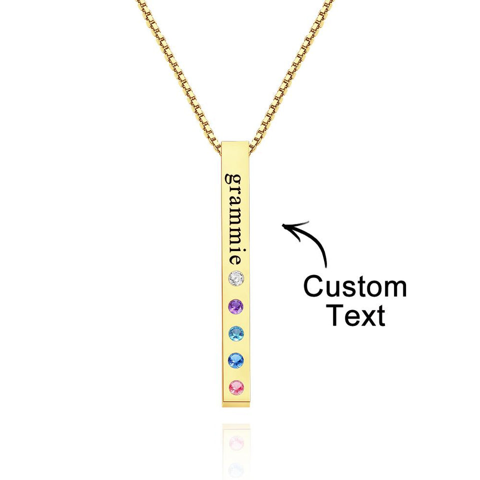 Custom Engraved Birthstone Charm - Personalized Engraved Birthstone Charm