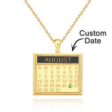The Day You Were Born - Personalized Calendar Necklace with Birthstone