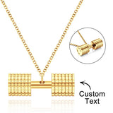 Personalized Engraved Weightlifting Small Barbell Necklace