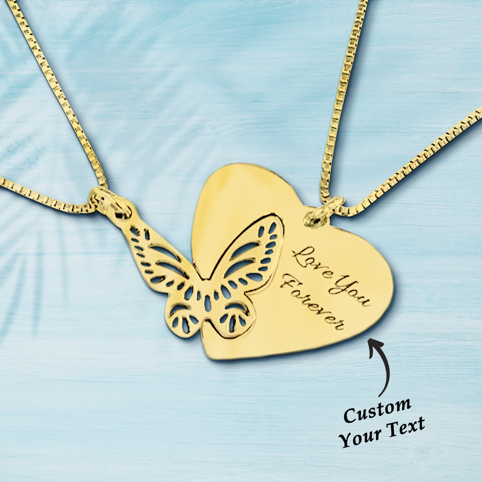 Butterfly Matching Couple - Personalized Couple Matching Necklace