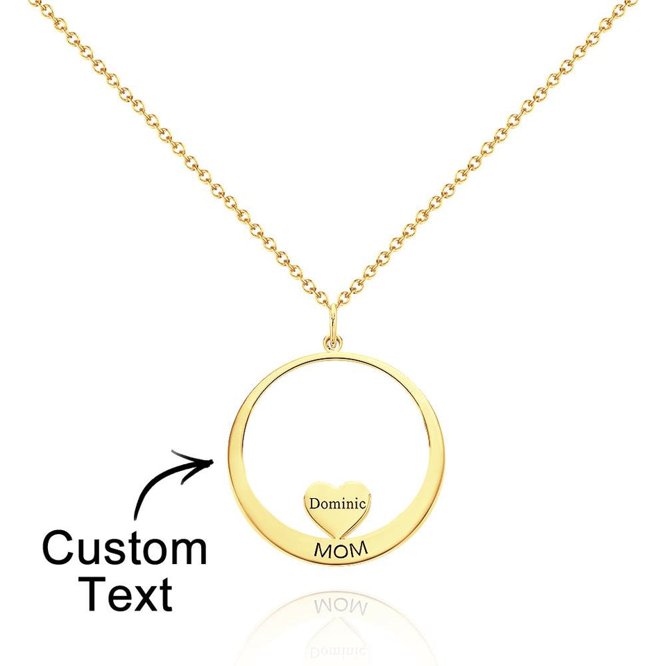 Custom Engraved Circle Hearts Necklace Charm - Personalized Necklace