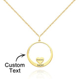Custom Engraved Circle Hearts Necklace Charm - Personalized Necklace