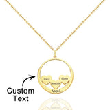 Custom Engraved Circle Hearts Necklace Charm - Personalized Necklace