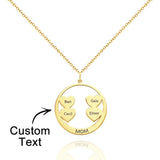 Custom Engraved Circle Hearts Necklace Charm - Personalized Necklace
