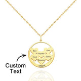 Custom Engraved Circle Hearts Necklace Charm - Personalized Necklace