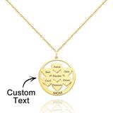 Custom Engraved Circle Hearts Necklace Charm - Personalized Necklace