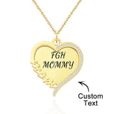 Heart Rhinestones Name - Personalized Mother Heart Rhinestones Name Necklace