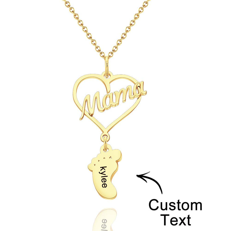 Heart Baby Feet Charm - Personalized Newborn Necklace