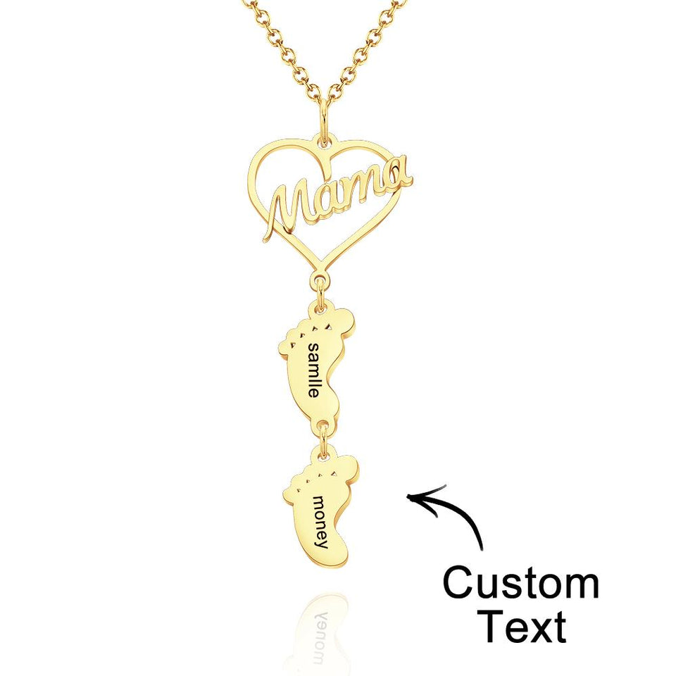 Heart Baby Feet Charm - Personalized Newborn Necklace